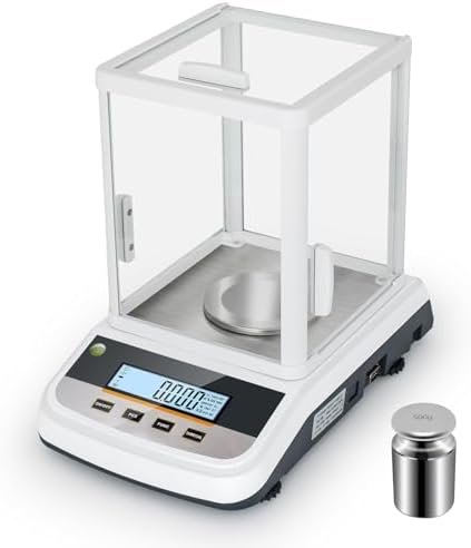 Lab Analytical Balance 500g x 0.001g Precision Digital Scale, with Windshield and RS232 Interface, for Scientific Laboratories, Research, Industrial, Kitchen, Food, Jewelry, 19 Units, 500g Weight by GOYOJO