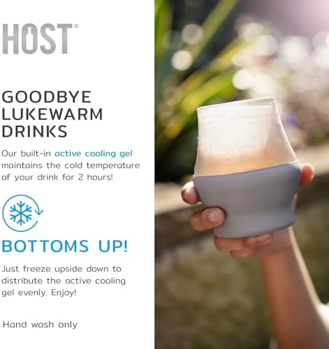 Host Glass Sipping FREEZE Insulated Drinking Glasses for Bourbon, Double Walled Glasses with Active Cooling Gel, Glass Cups Gray 6oz Set of 2 - Image 4