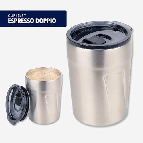 Troika Espresso Double Wall Insulation Vacuum Mug - Max 160ml - Lid (BPA Free) Locking Slider, Spill Proof - 201 and 304 Stainless Steel - Image 2