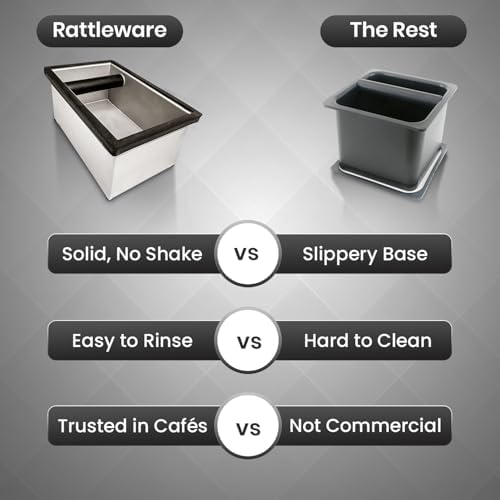 Rattleware Stainless Steel Heavy-Duty Knock Box Chute – Durable Espresso Puck Disposal Bin with Welded Rubber Bar – Fits Coffee Stations, Café, Restaurant, Hotel, or Home Use (9.25"x5.5"x4") - Image 5