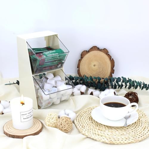 Bokelai 2 Pack Coffee Pod Holder K Cup Storage Organizer for Home Office Bar Countertop Organiser Bins for Coffee Station Counter Container for Tea bag Sugar Creamer Filter White - Image 5