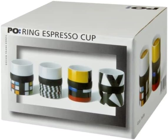 PO: DESIGN Ring Espresso Cup Set (4 cups - Designer: Frank Kerdil) - 2.02 oz / 60 ml Porcelain Demitasse Cups - Image 2