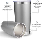 Volhoply 20oz Stainless Steel Tumbler with Lid and Straw Bulk 8 Pack,Double Wall Insulated Travel Iced Coffee Mug Fits Cup Holder,Powder Coated Cups for Hot/Cold Drinks,Gifts for Women（Gray,8 Set） - Image 4