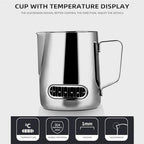 12/20oz Milk Frothing Pitcher with Temperature Display Stainless Steel Frother Jug Cup for Latte Art Barista(600ml 20oz) - Image 3