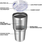 DOMICARE 30 oz Tumbler with Lid and Straw, Stainless Steel Tumblers Bulk, Insulated Vacuum Double Wall Travel Coffee Mug, Durable Powder Coated Tumbler Cups (Stainless Steel, 4) - Image 4