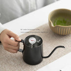 Ceramic Matcha Whisk Set Vintage Gray Yellow Japanese Matcha Sets of 8 Macha Kit(Matcha Whisk (Chasen), Matcha Whisk Stand,Scoop, Matcha Bowl with Spout,Sifter and Kettle,Water Thermometer) - Image 5