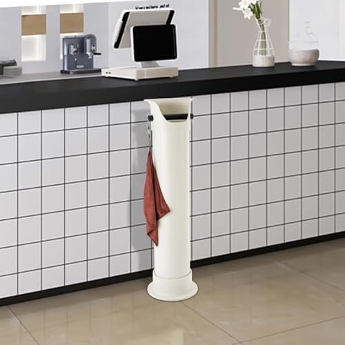 Knock Box for Coffee Grounds,Commercial Floor Standing Knockbox w/Removable Base,Coffee Knock Box,Coffee Grind Collection Dump Bin,Grounds Bucket w/Garbage Bags and Towels for Kitchen,Office (White) - Image 5