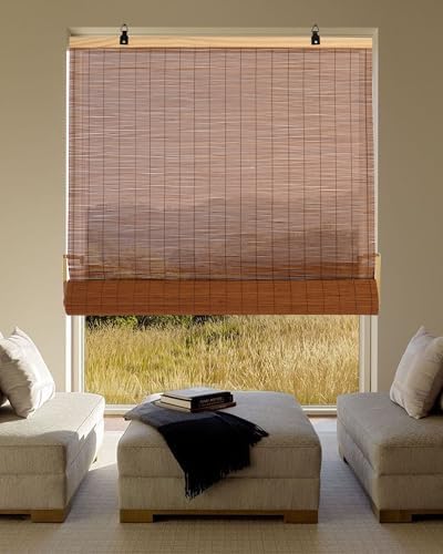 72" W x 72" H Cordless Bamboo Roller Shades for Interior, Brown by Chryeiiu