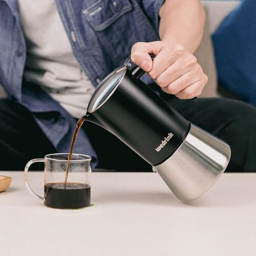 wedrink Premium 304 Stainless Steel Moka Pot, 4 Cup Stovetop Espresso Maker, Induction & All Stovetops Compatible - Image 6