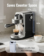 SHARDOR 20 Bar Espresso Machine, Touchscreen Expresso Coffee Machines with Steam Milk Frother for Home, Espresso Coffee Maker for Cappuccino, Latte, 40oz Removable Water Tank, Silver & Black - Image 6