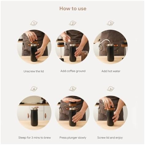 320ml Portable Coffee Pot Press Coffee Maker Stainless Steel Insulated Travel Mug With Coffee Plunger Filter - Image 3