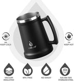 Ideus Insulated Beer Stein, 24/34oz Stainless Steel Double Walled Beer Mug Giant Bar Drinkware Metal Beer Cup with Big Grip Handle (Black, 34oz (1,000ml)) - Image 2