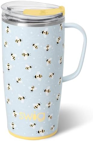 Swig Life 22oz Insulated Travel Mug with Handle & Lid, Busy Bee by SwigLife