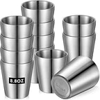 Amyhill 12 Pack Stainless Steel Cups Double Wall Insulated, Silver, 8.8 oz by Amyhill