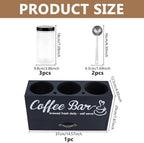 DICOSMETIC 1Set Wood Coffee Bar Container Black Coffee Bean Canister Storage Station with Shelf Coffees Storage Box with Drawer for Spoon Jar Nuts Sugar Kitchen Home - Image 2