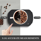 Coffee Scale with Timer, Rechargeable Espresso Coffee Scale, 3kg/0.1g High Precision Digital Scale, Kitchen Food Scale with Invisible Screen, Measures in g/oz/ml (Black-1) - Image 2