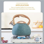 Tea Kettle Whistling Tea Kettle Stainless Steel Teakettle with Wooden Handle Stovetop Safe Water Boiling Kettle for Home Kitchen 2.8L Stove Top Whistling Tea Kettle - Image 5