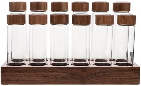 UPKOCH Glass Coffee Bean Storage Tubes with Wooden Holder Organizer by UPKOCH