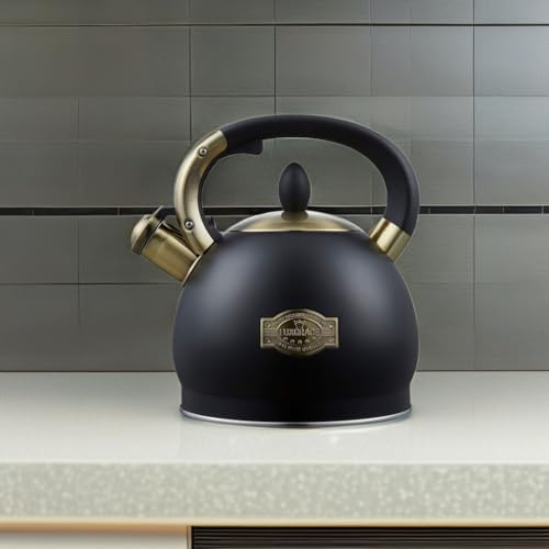 Stove Top Whistling Tea Kettle- Stainless Steel Teakettle Teapot with Ergonomic Handle 2.6 Quart(Black) - Image 5