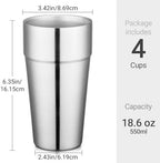 Beasea Stainless Steel Cups 19 oz, 4 Pack Large 18.6oz 550ml Stackable Stainless Steel Tumbler Double Wall Insulated Individual Metal Pint Glasses Tin Drinking Cups for Home Party Camping - Image 2