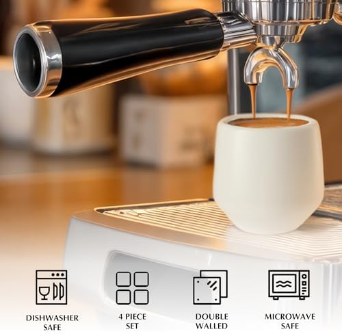 MIAMIO - Espresso Cups Set of 4/Mug Set, Ceramic (3oz) - Luxe (Cream White) - Image 6