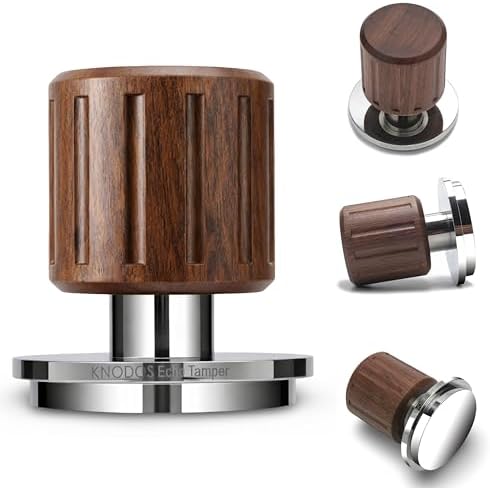 Walnut Self Leveling Espresso Tamper 54mm For Breville by KNODOS
