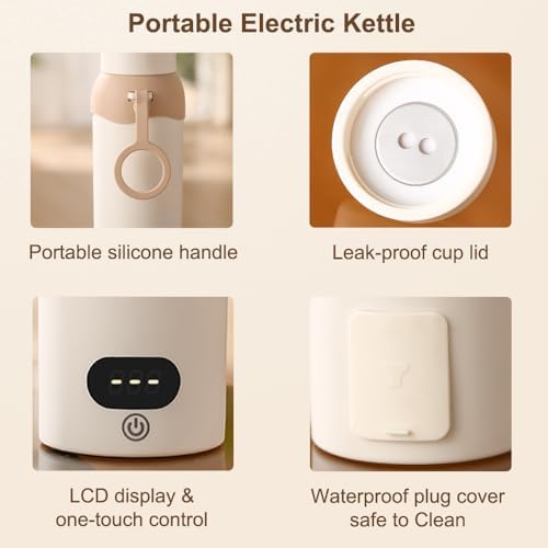 Travel Electric Tea Kettle 316 Stainless Steel, Small Portable Hot Water Kettle with 6 Temperature Control & Automatic Shut Off, 450mL Cute Tea Pot - Image 5