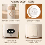 Travel Electric Tea Kettle 316 Stainless Steel, Small Portable Hot Water Kettle with 6 Temperature Control & Automatic Shut Off, 450mL Cute Tea Pot - Image 5