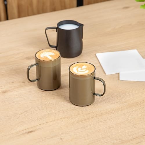 Restaurantware Glass Coffee Mug 12 Count 7 Oz Borosilicate Tea Cup with Ergonomic Handle, Dishwasher-Safe Gray Thermal Resistant Mug for Hot and Cold Drinks - Image 4
