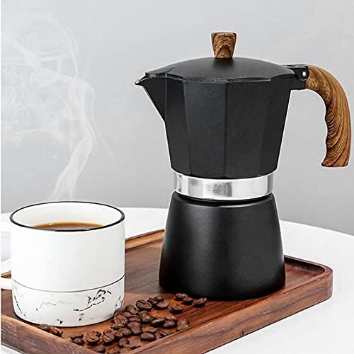 Stovetop Espresso Coffee Maker, Aluminum Alloy Moka Pot for Gas, Classic Italian Moka Pot with Prevent Scalding Handle, Black Espresso Pot Camping Pot 3-6 Espresso Cup (300ml) - Image 2
