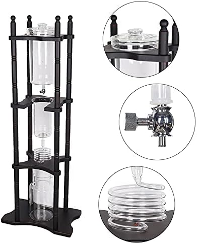 Cold Drip Coffee Maker, 2.5L Large Capacity Cold Brew Coffee Tower, Slow Drip Japanese Cold Brew Maker, with Wood Straight Frame, for Home, Coffee Shop (Black) - Image 3