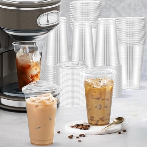 Dealusy 100 Pack - 20 oz Clear Plastic Cups with Sip Lids - Image 5