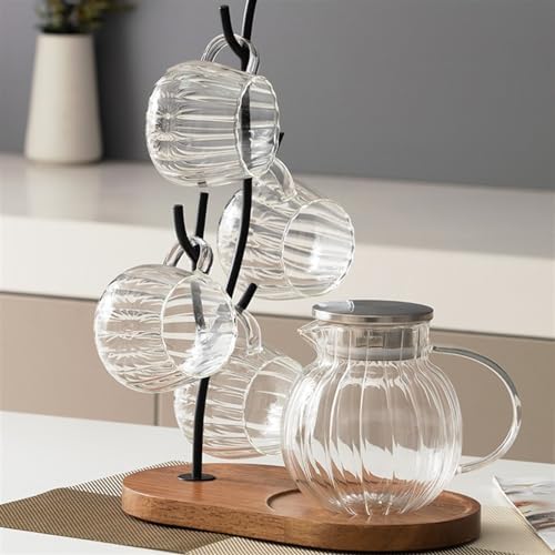 Water Pitcher Hot and Cold Kettle Glass Cold Kettle hot Water Kettle Living Room Home Coffee Table Water Cup teapot Set Water Jug(Gris) - Image 3