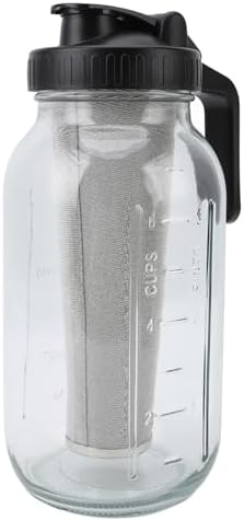 Aramox Cold Brew Iced Coffee Pitcher with Stainless Steel Filter and Spout Lid, Heavy Duty Glass Jar for Brewing and Pouring (2000ml) - Image 4