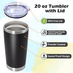 20oz Tumbler Insulated Tumblers Vacuum Coffee Mug with Lid Black 12Pack - Image 3