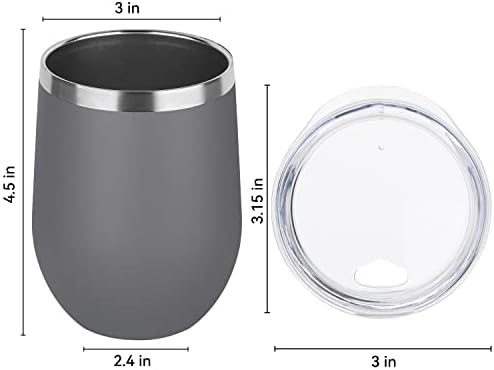 DOMICARE Stainless Steel Wine Tumbler Bulk with Lid, Personalized Insulated Tumblers Set, 12oz Travel Coffee Cups Pack of 16, Gray - Image 4