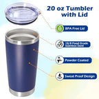 20oz Tumbler Insulated Tumblers Vacuum Coffee Mug with Lid Navy 12Pack - Image 3