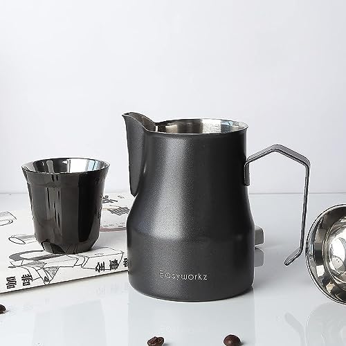 Easyworkz Stainless Steel Espresso Cup 2pcs Set Double Wall 2.5 oz, Bundled Espresso Steaming Pitcher Stainless Steel 15 oz Coffee Frothing Picther Milk Jug Cappuccino Latte Art Cup - Image 7