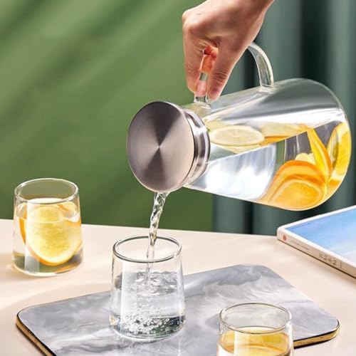Classic Large Capacity Glass Household Fruit Tea Kettle with Handle Coffee Maker Tea Set 1800ml/63.4oz Easy To use(Gray,With cup) - Image 4