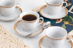 Porcelain Tea Set - White with Gold Floral Edge Design, 12 Piece Set - Image 6