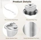 Loose Leaf Tea Infusers, 9 Pcs Stainless Steel Mesh Strainers, Fine Mesh Filters With Hook Chain And Drip Trays, Metal Steepers For Tea, Coffee, Spices - Image 4