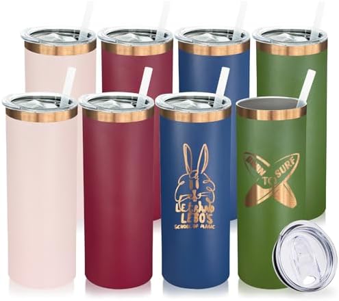 20 oz Skinny Tumblers Bulk with Lids and Straws Mixed,8 pack by MetalyaTumblers