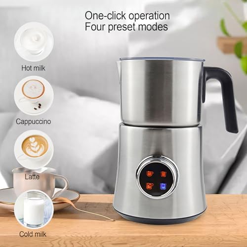 900ml Electric Milk Frother, Stainless Steel 4 Preset Modes, LED Display, Cold and Hot Milk Foam Maker for Latte, Cappuccino, Coffee, Easy Clean, Quiet Operation - Image 3