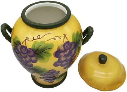 ACK Tuscany Grape Hand Painted Ceramic Cookie Jar with Lid and and Rubber Seal, Food Storage Jar, Kitchen Décor, Snack Storage Container for Cookie, Candy - Image 4