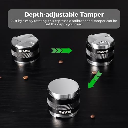 IKAPE Coffee Products, 53mm Coffee Distributor & Hand Tamper, Adjustable Depth Espresso Distributor Fits All 53mm Espresso Portafilter, Compatible with 54MM Breville Bottomless Portafilter (Black) - Image 4