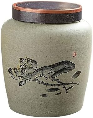 HEXEH Tea Tins Handmade Rough Pottery Loose Leaf Tea Storage Jar Ceramic Large Sealed Jar for Coffee Tea Sugar Tea Storage Container (Color : B) by Unknown