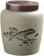 HEXEH Tea Tins Handmade Rough Pottery Loose Leaf Tea Storage Jar Ceramic Large Sealed Jar for Coffee Tea Sugar Tea Storage Container (Color : B) by Unknown