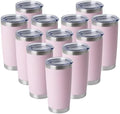 HASLE OUTFITTERS 20oz Stainless Steel Tumblers Bulk, Insulated Travel Cup with Lid, Double Wall Vacuum Coffee Mug for Cold & Hot Drinks 12 Pack, Light Pink by HASLEOUTFITTERS