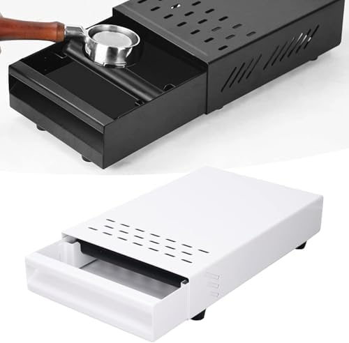Stainless Steel Knock Box with Lid for Coffee Grounds Disposal, 28 x 18 x 5 cm Espresso Tamp Station with Removable Drawer, Non Slip Feet, Rubber Strike Pad. Suitable for Home, Cafe, Office (White) - Image 7