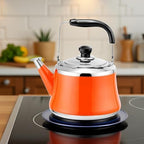 Tea Kettle Stovetop, Whistling Tea Pot 304 Food Grade Stainless Steel Teapot for Stove top, Loud Whistle Kettle for Tea, Coffee, Milk (Orange, 1.5L) - Image 2